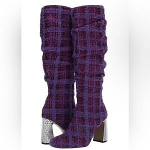 Betsey Johnson Women's Size 10
Declaan Tall Boots Purple Tweed
Rhinestone Heels